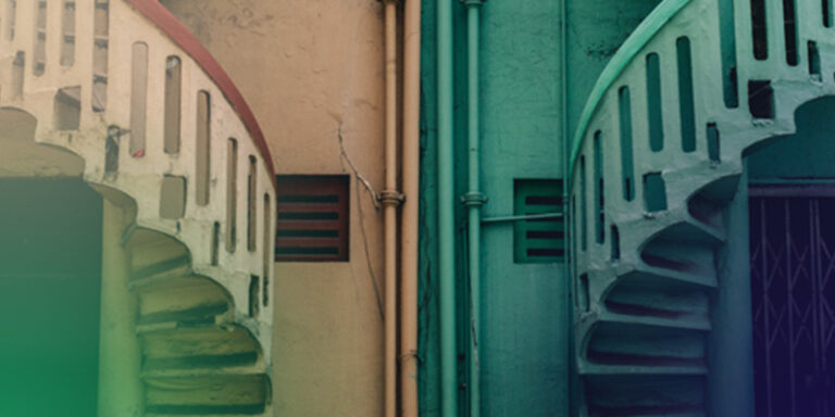 Two different colored stairways symbolizing savings vs cd accounts