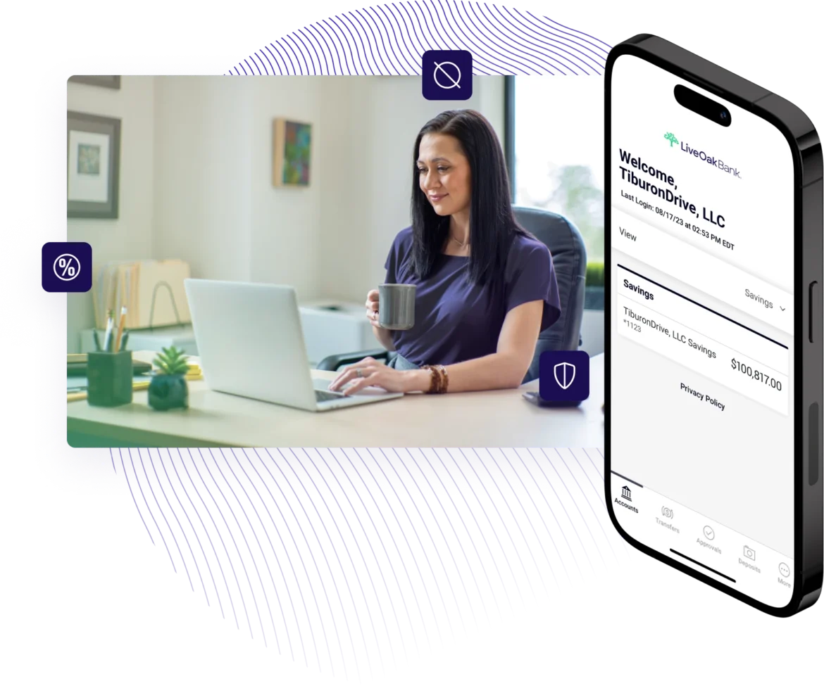 Female business owner opening a business savings account online