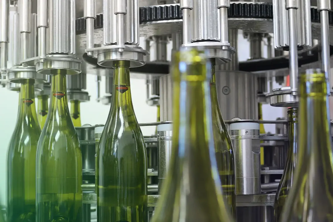 A close up of the bottling process and equipment at Pacific Bottling Services, a Live Oak® small business bank customer located in the Willamette Valley, Oregon and serving it's finest wineries with premium onsite mobile bottling